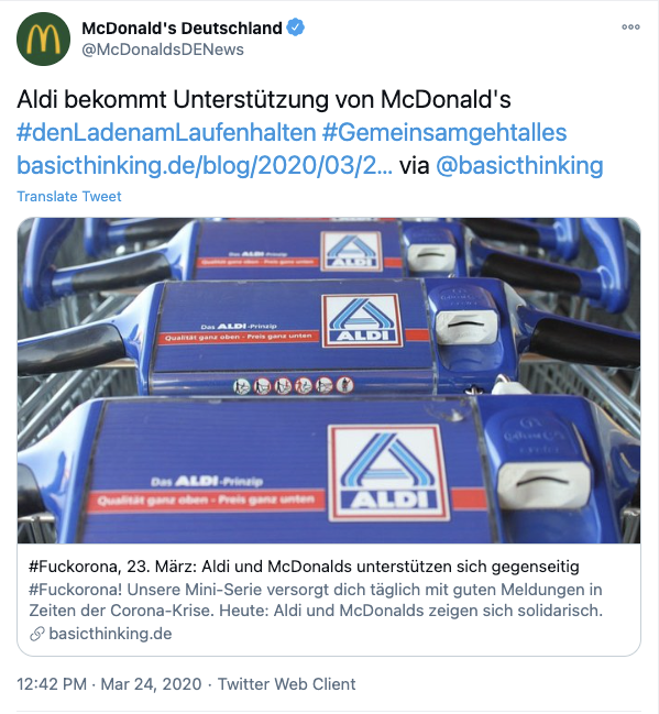 Zusammenschluss Mc Donalds Aldi