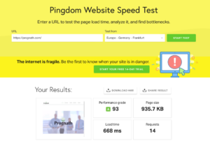 pagespeed pingdom prognath com