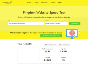 pagespeed pingdom feuerwehr webseiten de