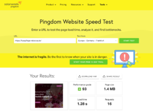 pagespeed pingdom fusspflege rebecca de