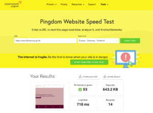 pagespeed pingdom steuerberatung ja de